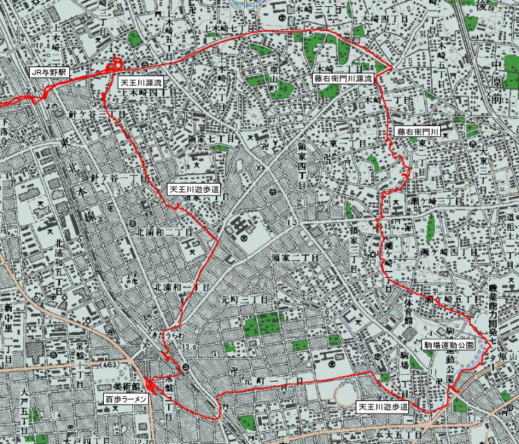 天王川＆藤右衛門川再びの地図